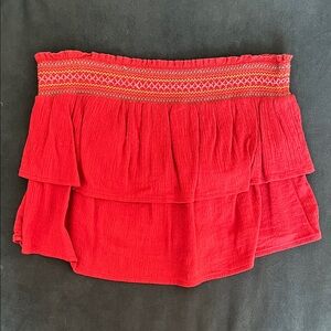 Aerie Red Tiered Strapless Top